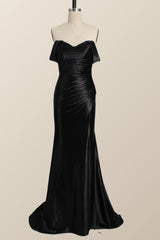 Off the Shoulder Green Satin Mermaid Formal Dress