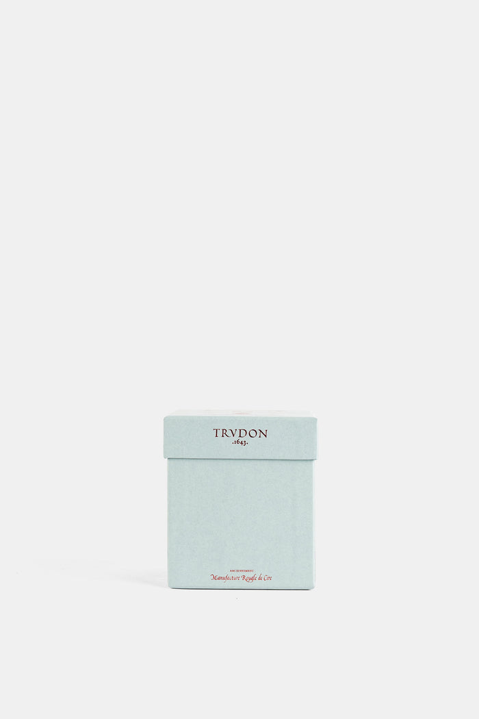 Trudon Ernesto boîte carton bleu pastel fermée étiquette Manufacture Royale de Cire présentation épurée