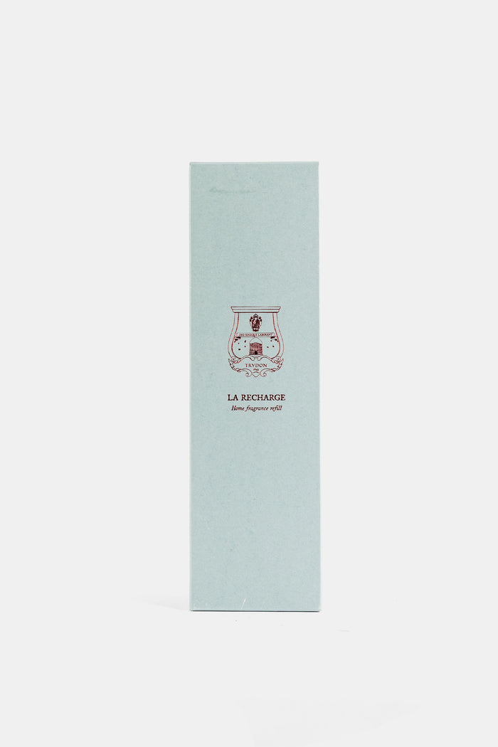 Trudon boîte packaging Ernesto recharge diffuseur maison vert céladon logo bordeaux élégant