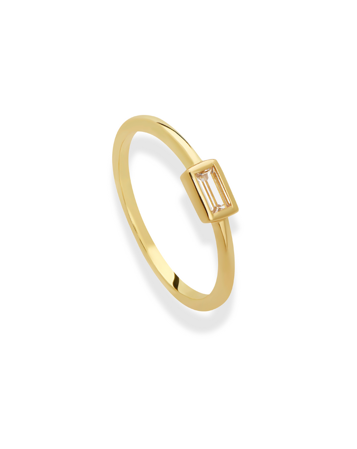Evelyn Baguette Bezel Stacking Ring - Mod + Jo - Jewelry built to last, advanced plating technology