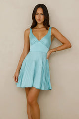 Dance Session Satin Mini Dress Aqua