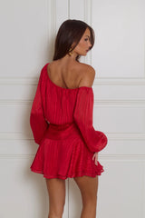 Cheeky Vibe Off Shoulder Mini Dress Red