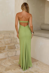 Flirt With Purpose Strapless Maxi Dress Green