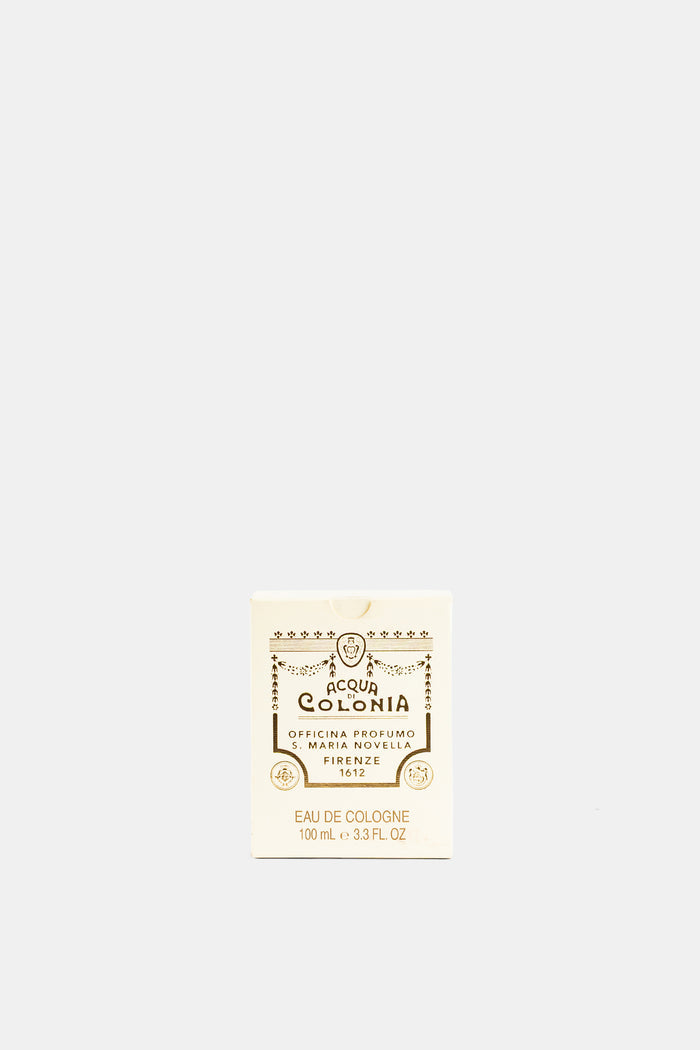 Santa Maria Novella Fieno packaging eau de cologne boîte cartonnée blanche inscription dorée Firenze 1612 100ml
