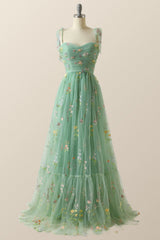 Black A-line Embroidered Long Formal Gown