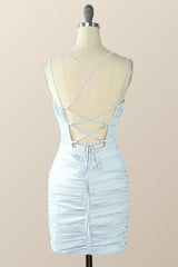 Light Blue Straps Bodycon Mini Dress