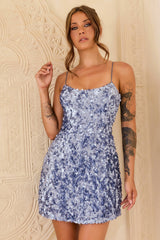 Frosted Kiss Sequin Mini Dress - Blue