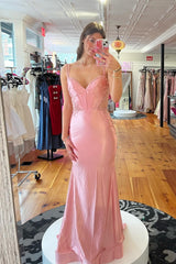 Double Straps Dusty Blue Appliques Long Dress