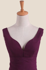 Grape Empire Fit Long Bridesmaid Dress with Slit
