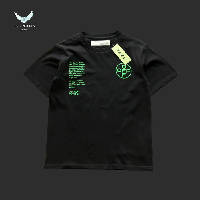 Off - White Green Text Label Tee – Black - ESSENTIALS EGYPT