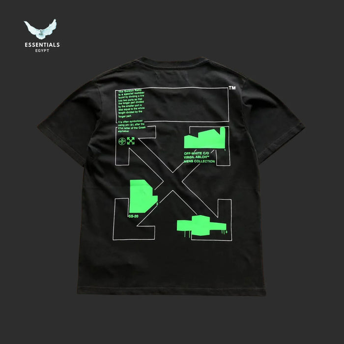 Off - White Green Text Label Tee – Black - ESSENTIALS EGYPT