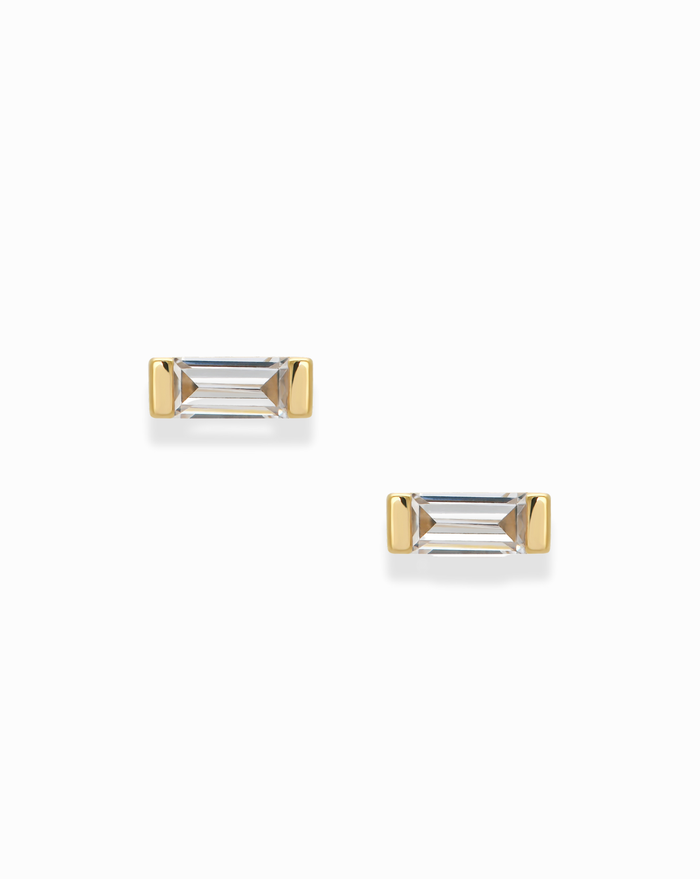 Jadey Baguette Studs - Mod + Jo - Jewelry built to last, advanced plating technology