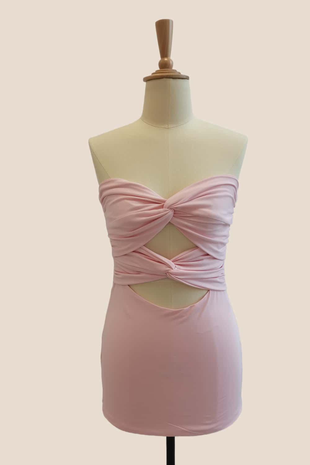 Double Twists Pink Fitted Mini Dress