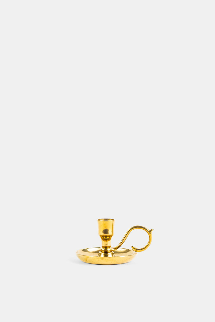 Trudon bougeoir hollandais laiton poli doré yakusugi anse courbe style flamand vintage décoration