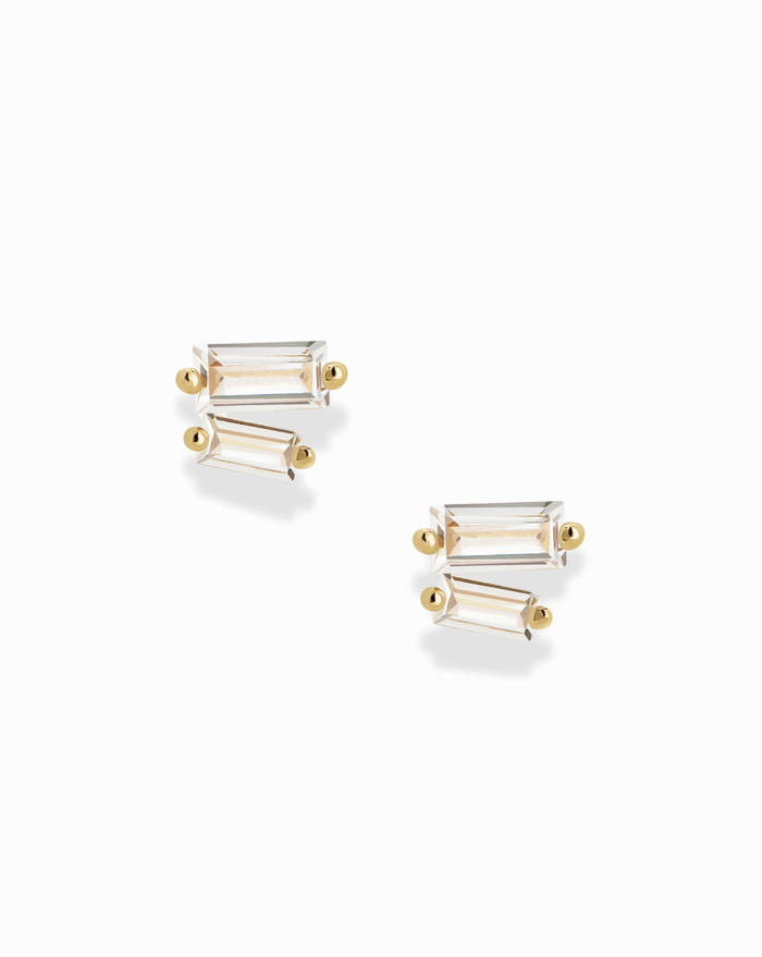 Mae Baguette Studs - Mod + Jo - Jewelry built to last, advanced plating technology