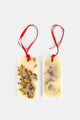 Santa Maria Novella tablettes de cire parfumée Melograno ivoire baies rouges feuilles séchées ruban satin rouge