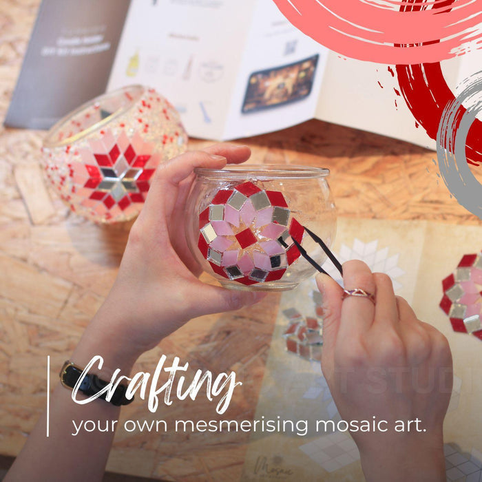 Mosaic Candle Holder DIY Home Kit "ROSE GARDEN"