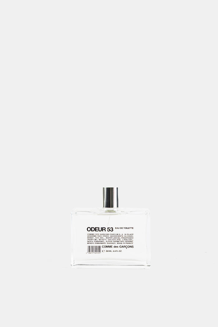 Comme des Garçons Parfums Odeur 53 Eau de Toilette 200ml flacon transparent minimaliste bouchon argenté