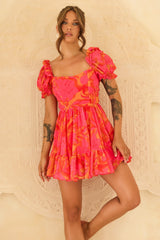 Paradise Pulse Chiffon Mini Dress - Red Multi