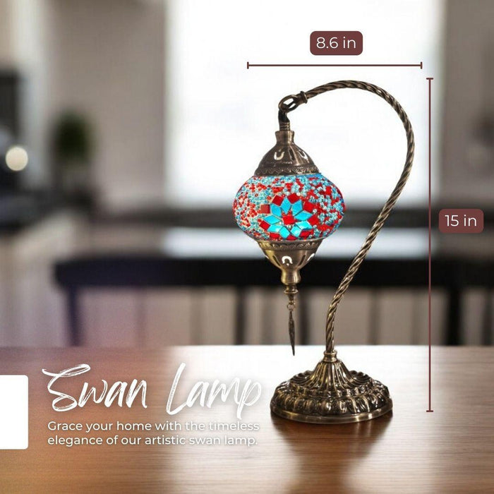 Ready-made Mosaic Lamp - Red & Blue Blossoms