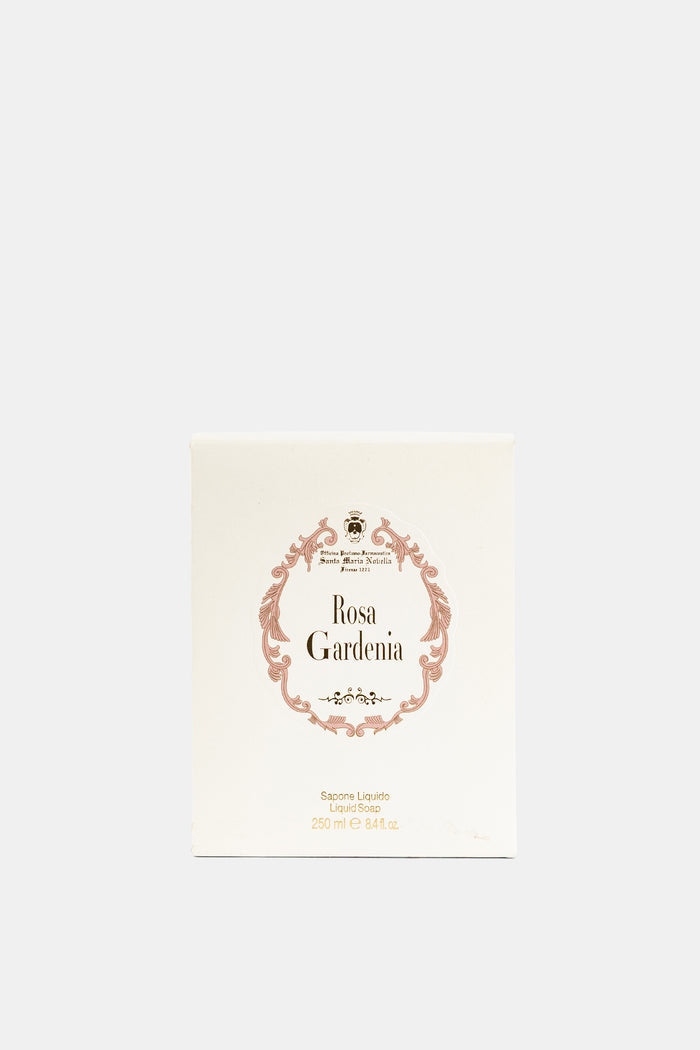 Santa Maria Novella savon liquide Rosa Gardenia face avant étiquette ornementale typographie élégante fond écru 250ml