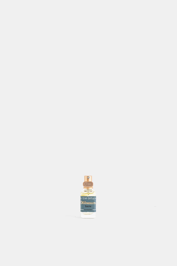 Olibanum Sacra eau de parfum 12 ml flacon miniature spray doré verre transparent encens sacré parfum luxe femme