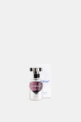 Off-White Solution No.9 parfum homme flacon cœur violet avec boîte blanche logo bleu FW26