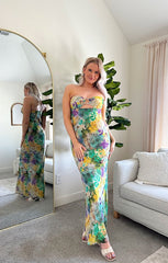 Velzey Multicolor Strapless Cutout Maxi Dress